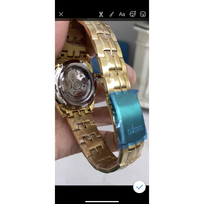 Đồng hồ Nam seiko cơ automic máy nhật japan hở tim mặt vàng vỏ vàng  size 40mm dây kim loại