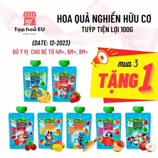 Mua 6 tặng 1. Hạn 2024 Tuýp hoa quả nghiền Hello nội địa EU nhiều vị bổ