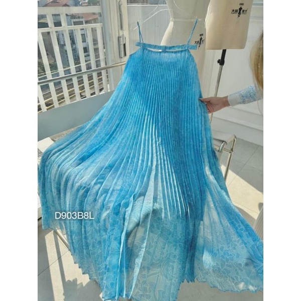 Đầm Maxi Dập Ly Nữ Đi Biển, Váy Yếm Lụa Dập Ly Dáng Suông Dây Hở Lưng Vải Dày Dặn 2 Lớp Kèm Ảnh Thật - BEBEDOLL