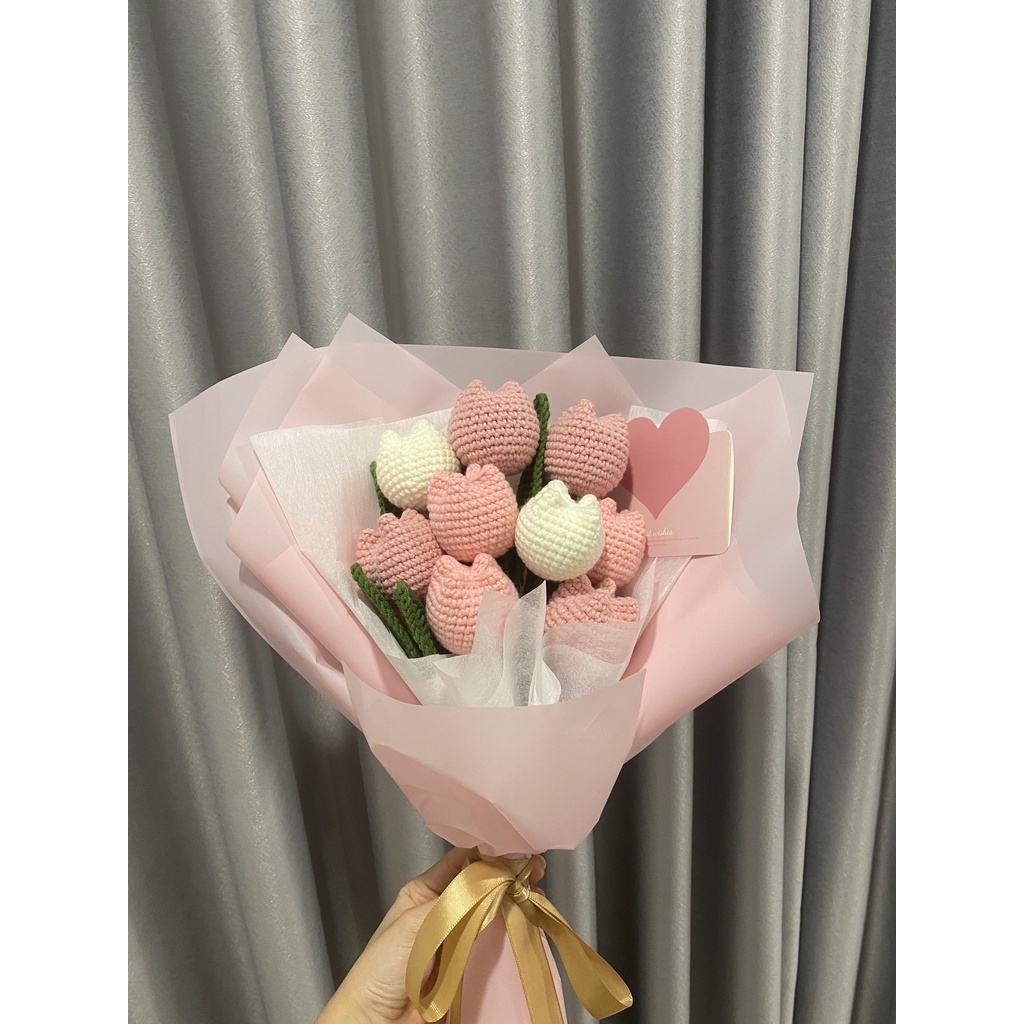 DIY - Set Nguyên liệu móc Hoa Tulip tròn - Nhiều màu, kèm hướng dẫn chi tiết