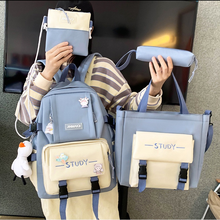 Balo Túi Xách HAPPIBAG Combo 4 món Phong Cách Ulzzang Hàn Quốc, Phù Hợp Đi Học Đi Chơi AL11
