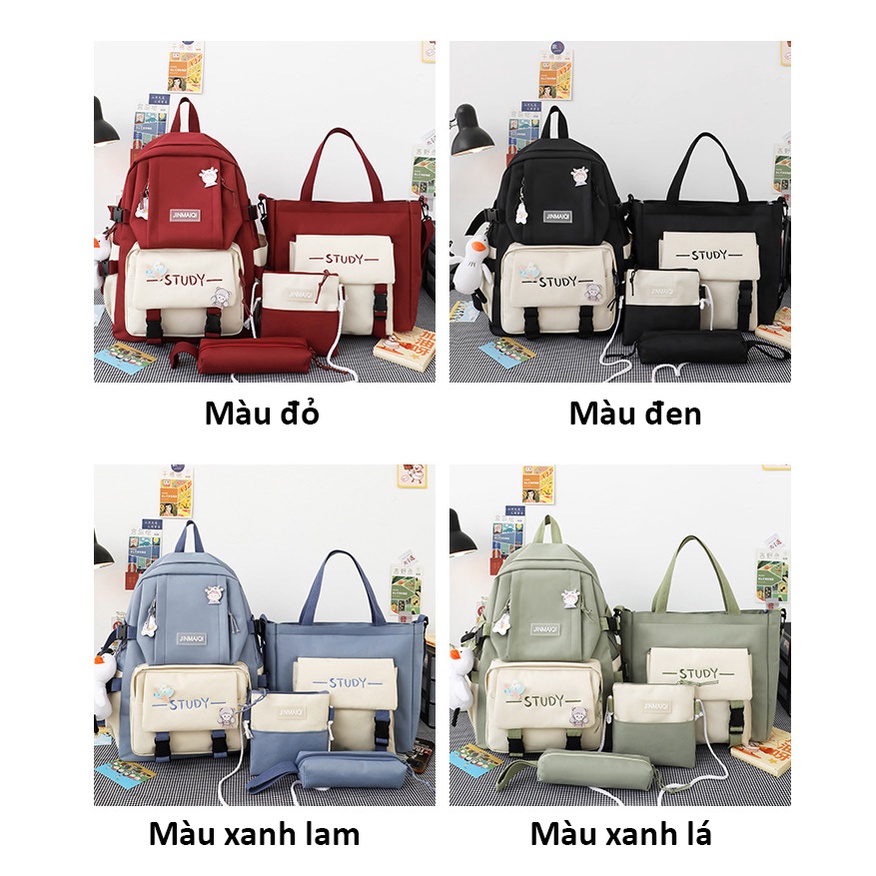 Balo Túi Xách HAPPIBAG Combo 4 món Phong Cách Ulzzang Hàn Quốc, Phù Hợp Đi Học Đi Chơi AL11