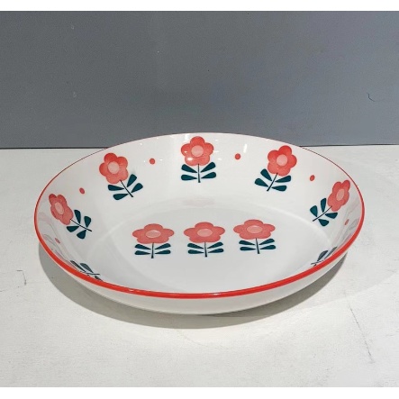 Bát đĩa hoa nhí đỏ BDIAR3 cute dễ thương đựng thức ăn chụp ảnh Decor Ăn Cơm Ăn Chè Bộ Chén Dĩa