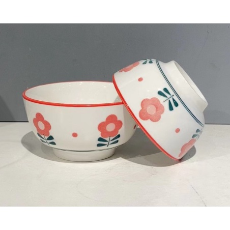 Bát đĩa hoa nhí đỏ BDIAR3 cute dễ thương đựng thức ăn chụp ảnh Decor Ăn Cơm Ăn Chè Bộ Chén Dĩa