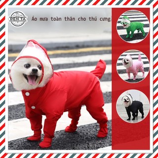 Áo mưa toàn thân liền giày cho chó nhỏ và mèo - Đen Ta pet shop