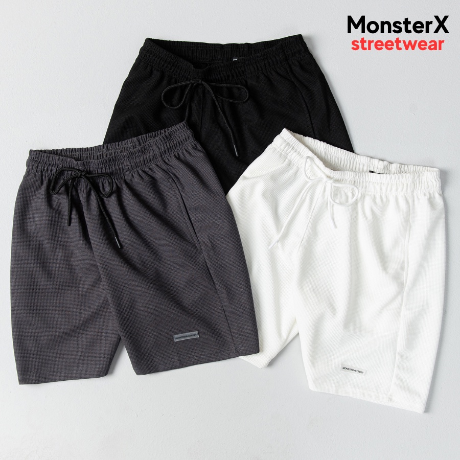 Quần Short Đùi Xốp Ô Vuông unisex MONSTER X STREET nam nữ thể thao oversize Hàn Quốc Ulzzang