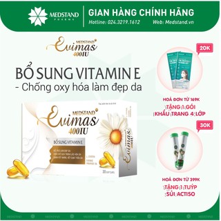 Viên bổ sung vitamin E chống oxy hóa, chống lão hóa, giảm nám sạm, làm sáng da MEDSTAND Evimas 400 IU