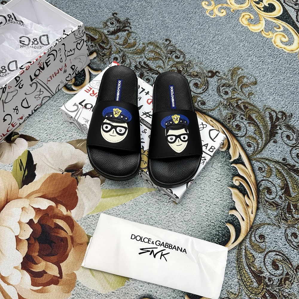 Dép lê quai ngang Dolce Gabbana cảnh sát logo đế LA on web fullbox bill thẻ phụ kiện