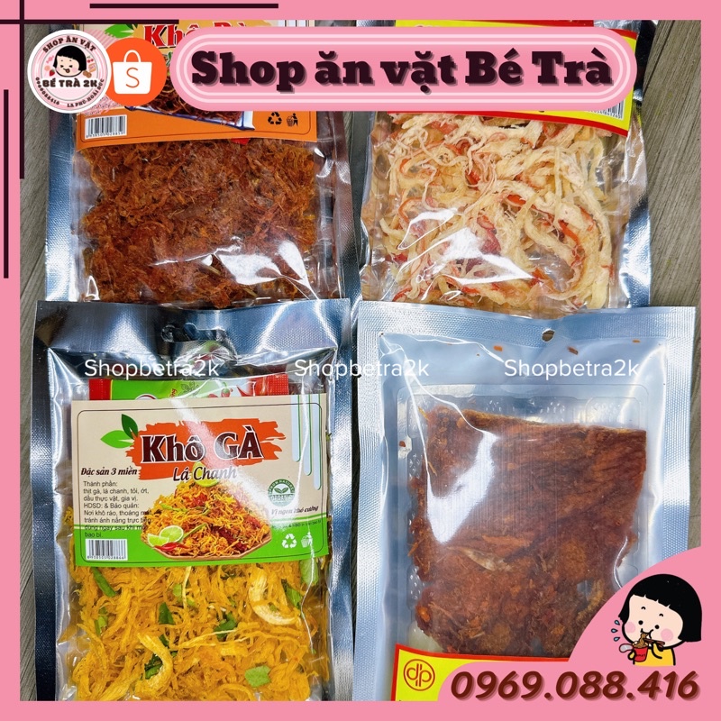 Bò miếng/gà/heo/mực xé sợi các loại (gói lớn~90gr)