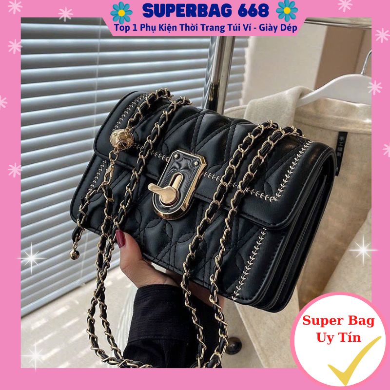 Túi xách nữ đeo chéo 3 ngăn - Túi đeo vai khóa xoay thời trang hàn quốc 542