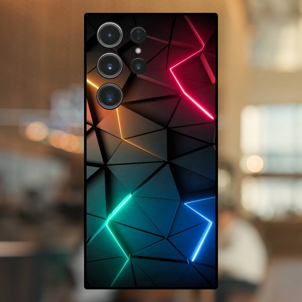 Ốp lưng điện thoại Samsung S23 Ultra viền đen hoạ tiết 3D