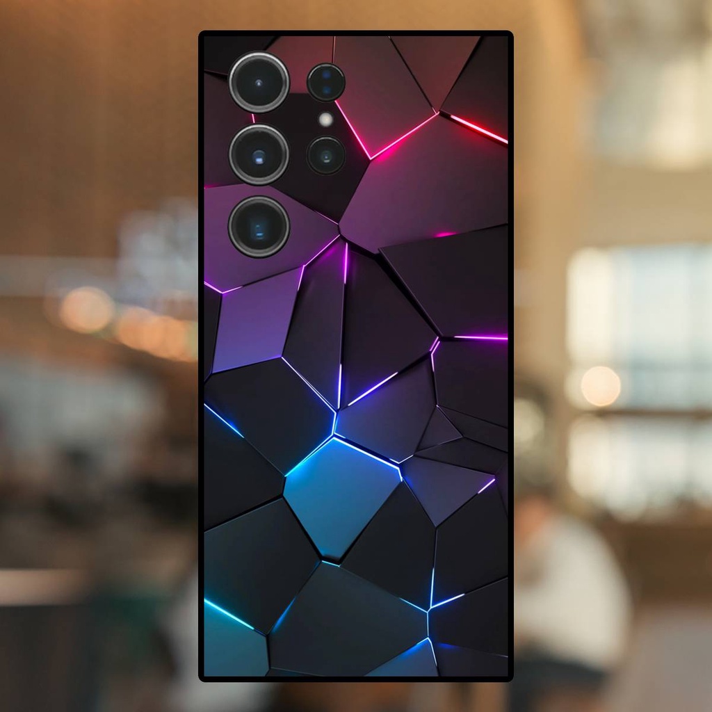 Ốp lưng điện thoại Samsung S23 Ultra viền đen hoạ tiết 3D