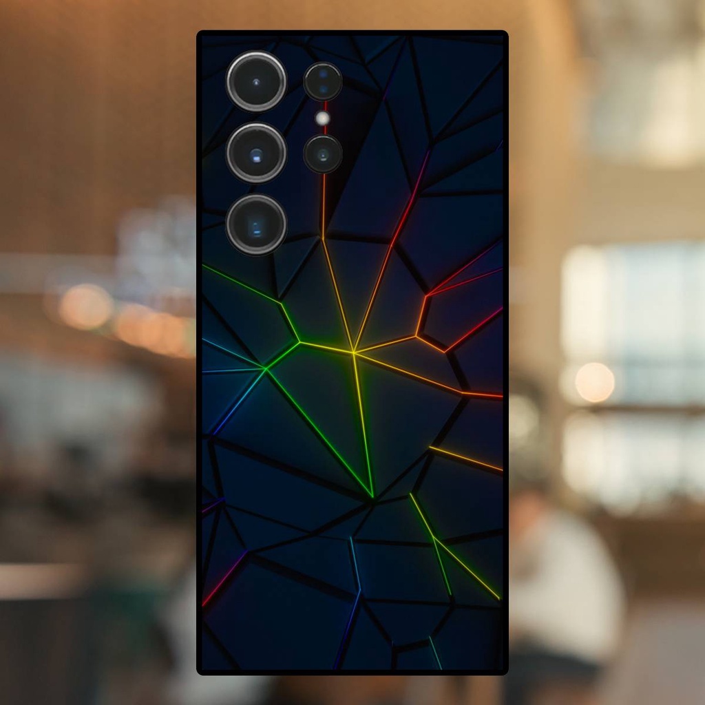 Ốp lưng điện thoại Samsung S23 Ultra viền đen hoạ tiết 3D