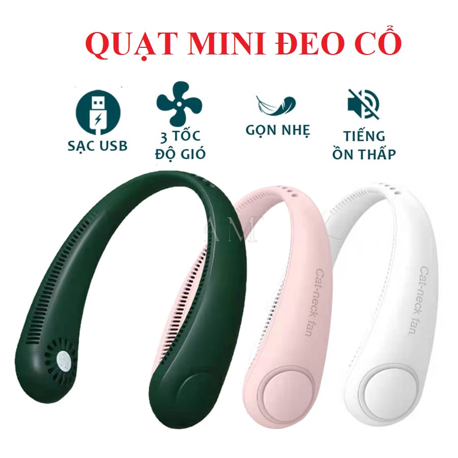 Quạt Đeo Cổ Tích Điện Không Cánh Mini Dung Lượng Pin 4000mAH, 3 Cấp Độ, Gió Đa Chiều Chạy Êm [ BH-12T ]