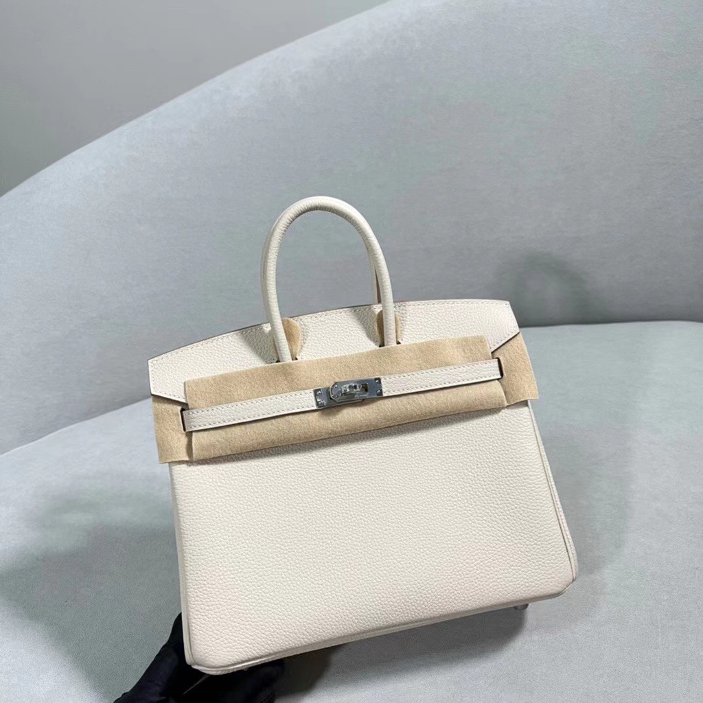 Túi cầm tay HERME BIRKIN SZ25 DA BÒ TAG BẠC