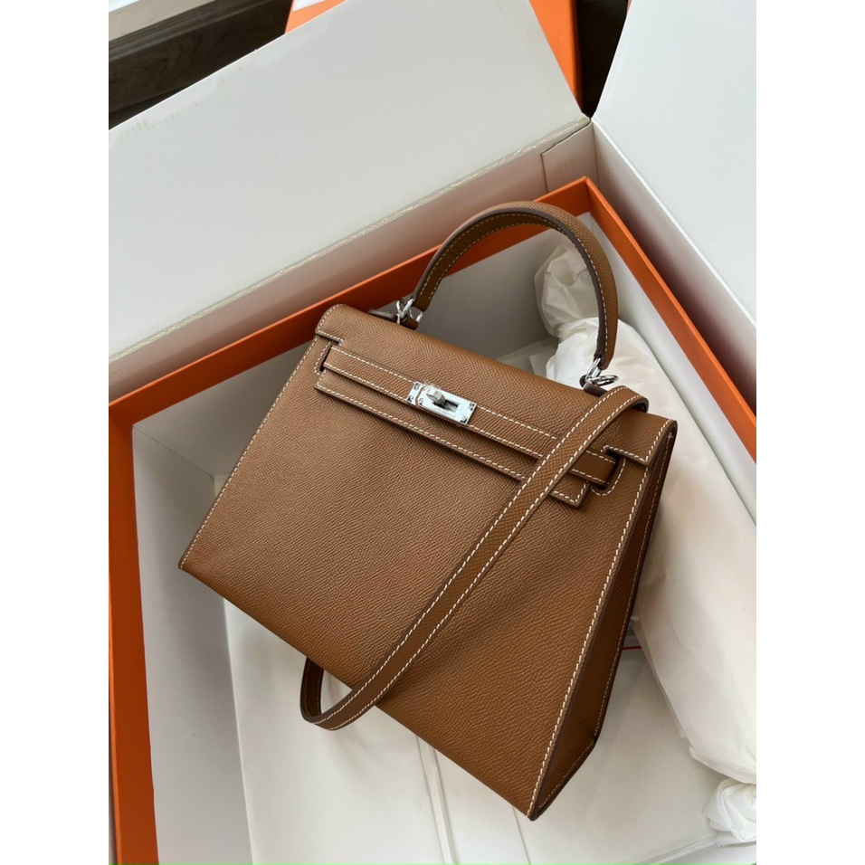 Túi cầm tay đeo chéo HERME KELLY SZ25 KHÓA BẠC SC