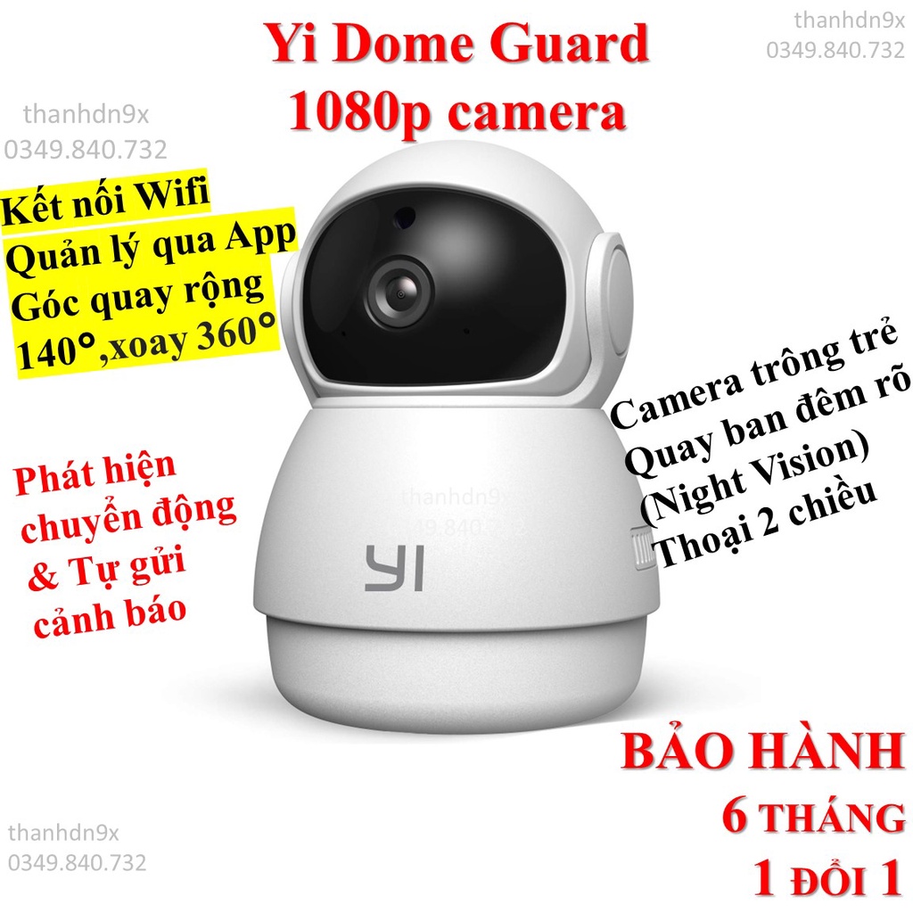 Camera Xiaomi Yi Dome Guard Pan-tilt 1080p Quốc tế - wifi Wireless IP Camera Monitor nét như xiaomi yoosee ezviz