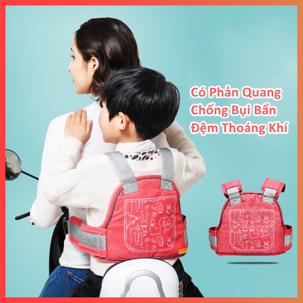 Đai Đi Xe Máy Cho Bé Cao Cấp Dành Cho Trẻ Từ 1 Đến 10 Tuổi - Loại Đai Có Phản Quang và Thoáng Khí