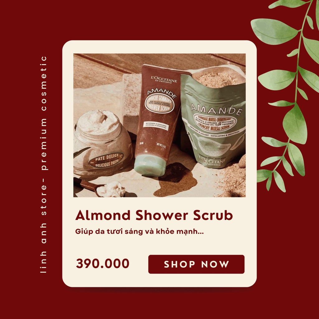 Gel tắm Hạnh nhân tẩy tế bào chết - Almond Shower Scrub L'Occitane