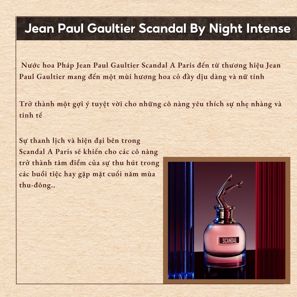 Nước Hoa Nữ Jean Paul Gaultier Scandal By Night Edp Intense Đêm Của Những Điều Ngọt Ngào Ribicosmetics [CHAI CHIẾT 10ML] | BigBuy360 - bigbuy360.vn