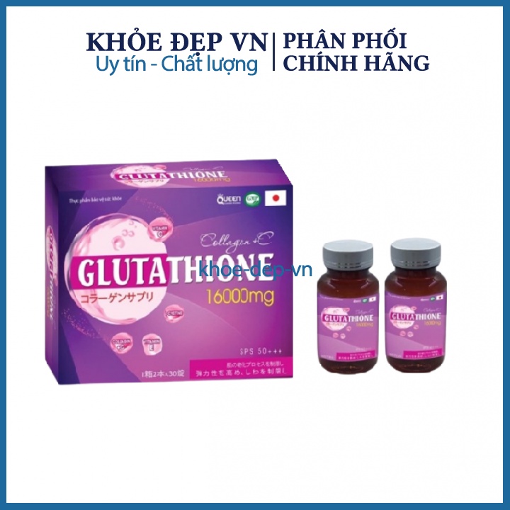 Viên  uống hỗ trợ trắng da GLUTATHIONE 16000mg mờ nám giảm tàn nhang chống lão hóa da  hộp 2 lọ 60 viên - MEDIUSA