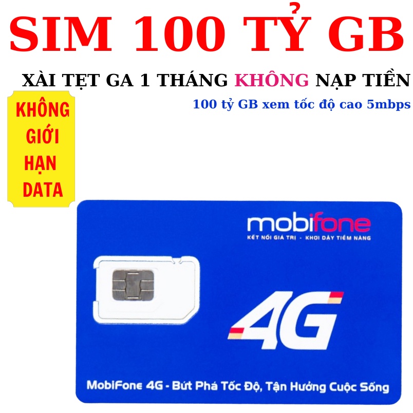 [SIÊU RẺ] Sim 4G XÀI TẸT GA 2 tháng KHÔNG cần nạp tiền - Siêu sim Mobifone