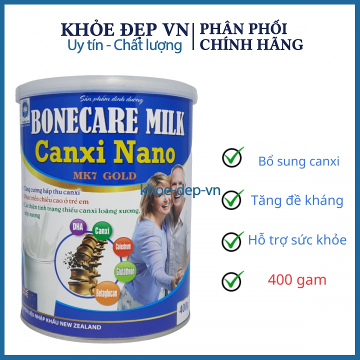 Sữa bột Bonecare Milk Canxi Nano MK7 Gold- tăng cường hấp thu canxi, phát triển chiều cao ở trẻ em, cải thiện sức khoẻ H