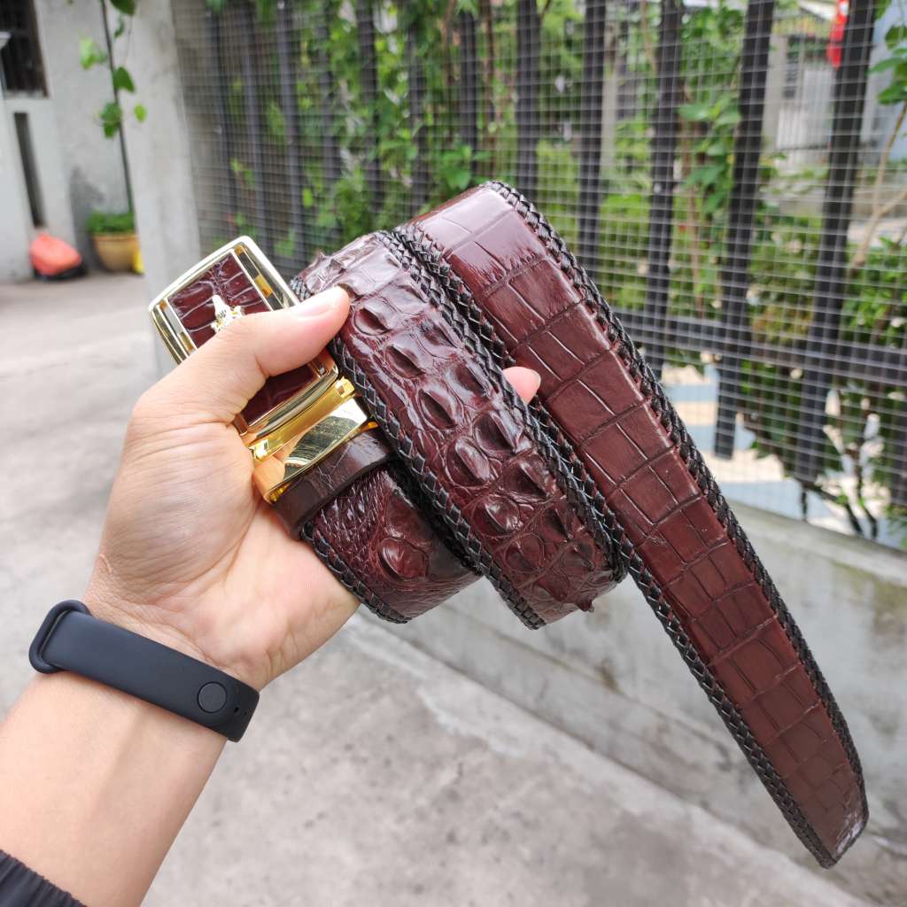 Thắt lưng da cá sấu nam  đan viền thủ công rất đẹp! N53N_V