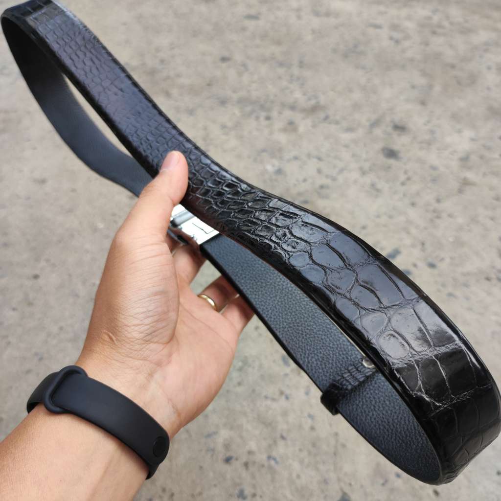 Thắt lưng liền nguyên tấm da bụng cá sấu N29D1