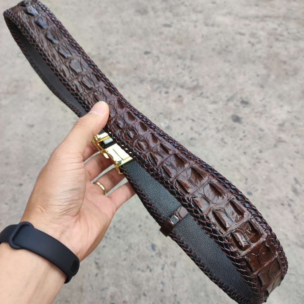 Thắt lưng da cá sấu nam  đan viền thủ công rất đẹp! N53N_V