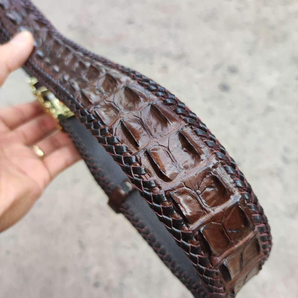 Thắt lưng da cá sấu nam  đan viền thủ công rất đẹp! N53N_V