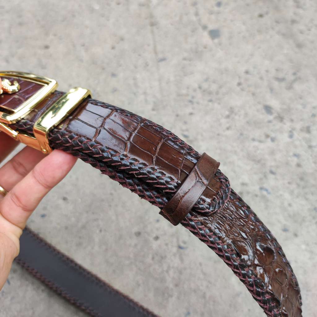 Thắt lưng da cá sấu nam  đan viền thủ công rất đẹp! N53N_V