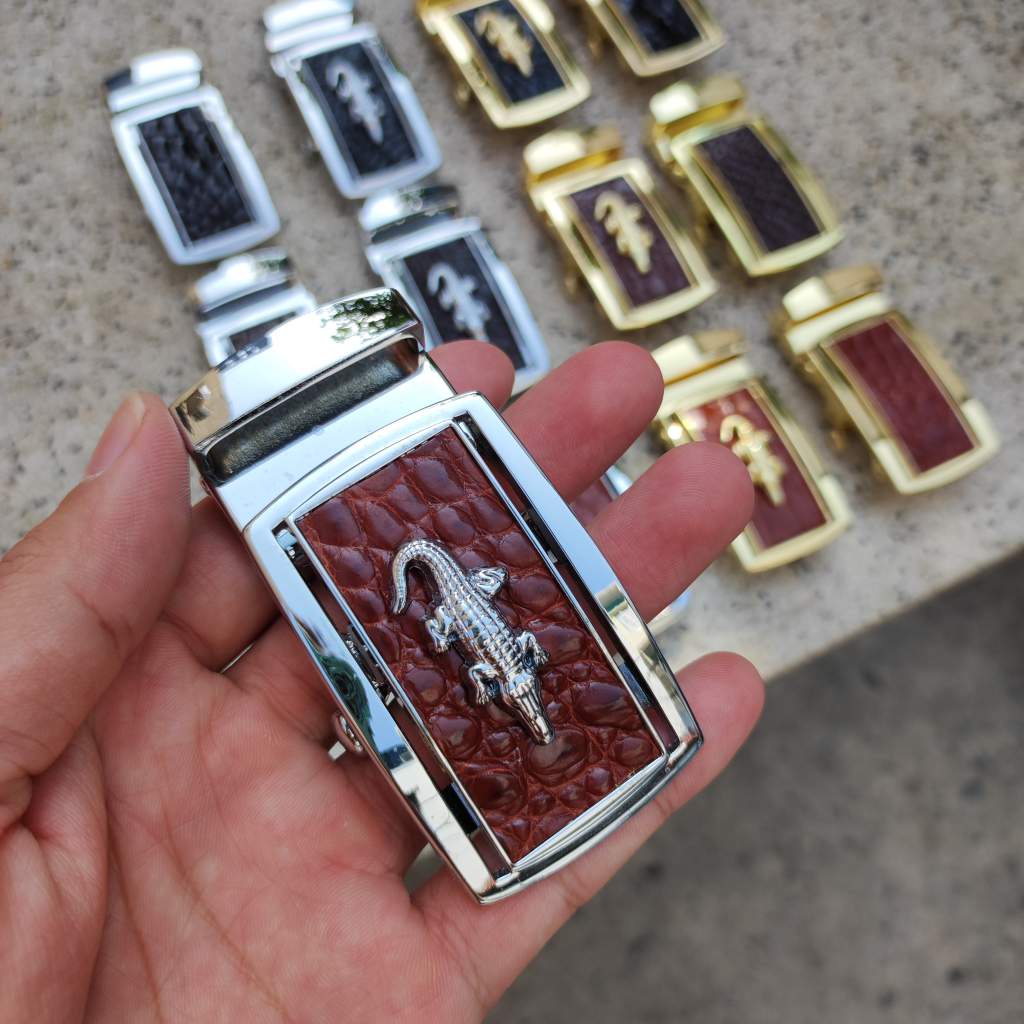 Mặt Khóa cho dây thắt lưng da cá sấu thật 3.5cm  Kim loại đúc nguyên khối không gỉ sét!