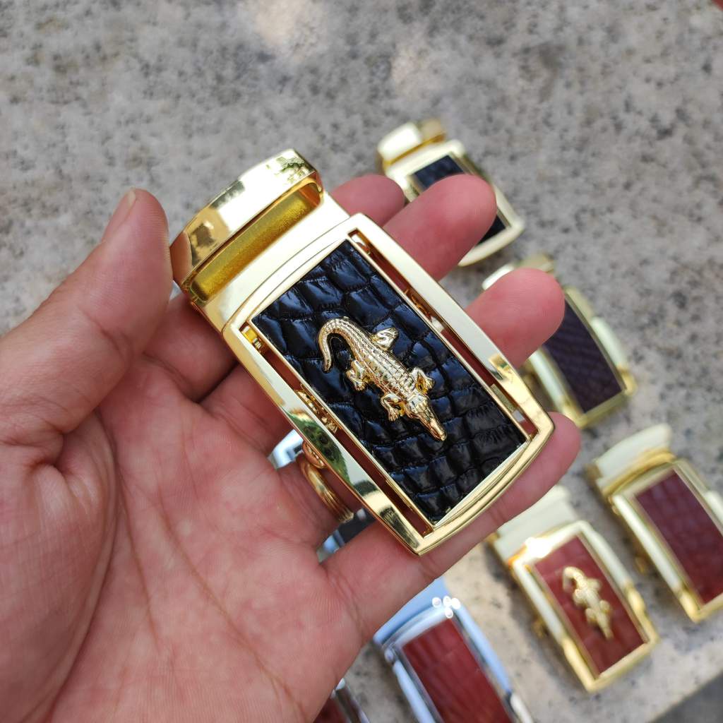 Mặt Khóa cho dây thắt lưng da cá sấu thật 3.5cm  Kim loại đúc nguyên khối không gỉ sét!