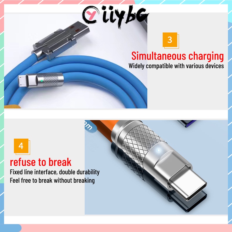 Dây Cáp Sạc Nhanh USB Loại C 120W 6A Nhiều Màu Sắc