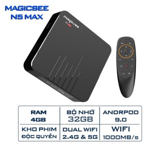 Android Tivi Box Magicsee N5 Max phiên bản 2020 - Ram 4GB, Rom 32Gb, Android 9.0 ( Có Bản ATV) - Điều khiển giọng nói