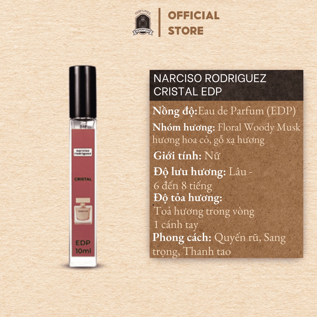 [Chính hãng] Nước Hoa Nữ Mẫu Thử Chiết Mini NARCISO CRISTAL EDP Chiết 10ml
