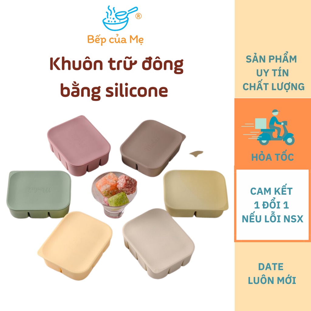 Khay silicone trữ đông đồ ăn dặm cho bé giúp chia nhỏ thức ăn dễ dàng, khuôn trữ đông silicone, Shop Bếp Của Mẹ