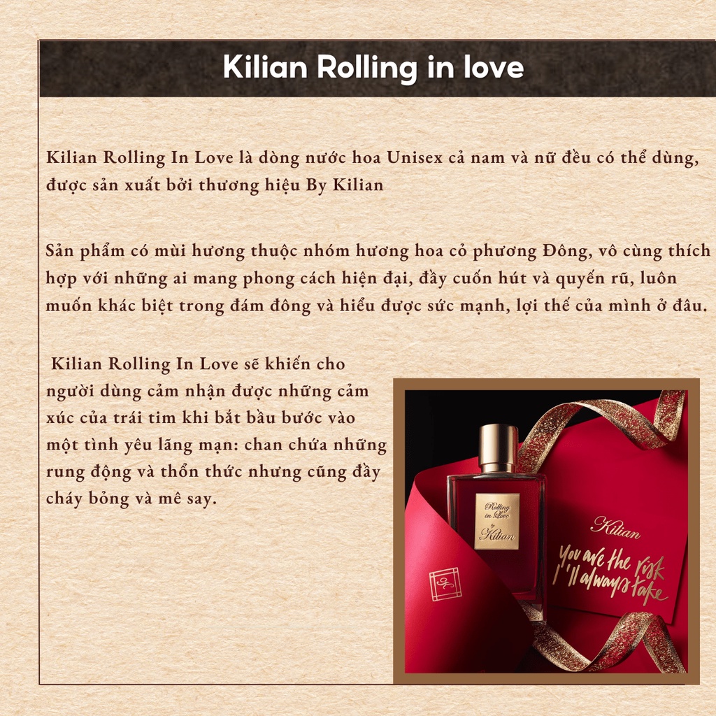 [AUTH] Nước Hoa Nữ Chiết Mini Dùng Thử Kilian Rolling In Love Chiết 10ml | BigBuy360 - bigbuy360.vn