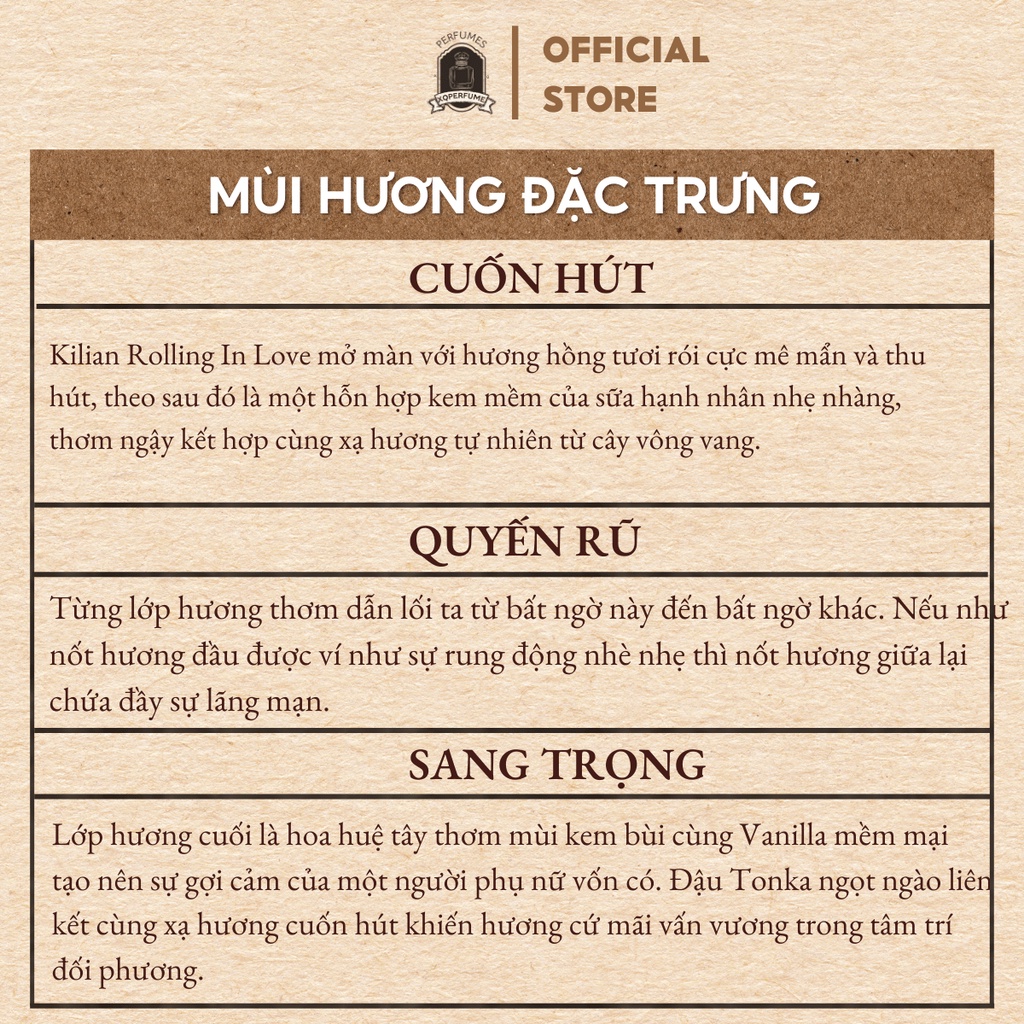 [AUTH] Nước Hoa Nữ Chiết Mini Dùng Thử Kilian Rolling In Love Chiết 10ml | BigBuy360 - bigbuy360.vn