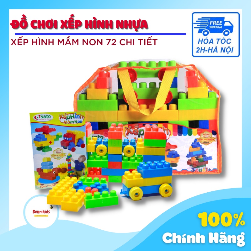 Bộ Đồ Chơi Xếp Hình Cho Bé Mầm Non 72 Chi TIết Hàng Việt Nam Chất Lượng Cao An Toàn Tuyệt Đối Cho Trẻ
