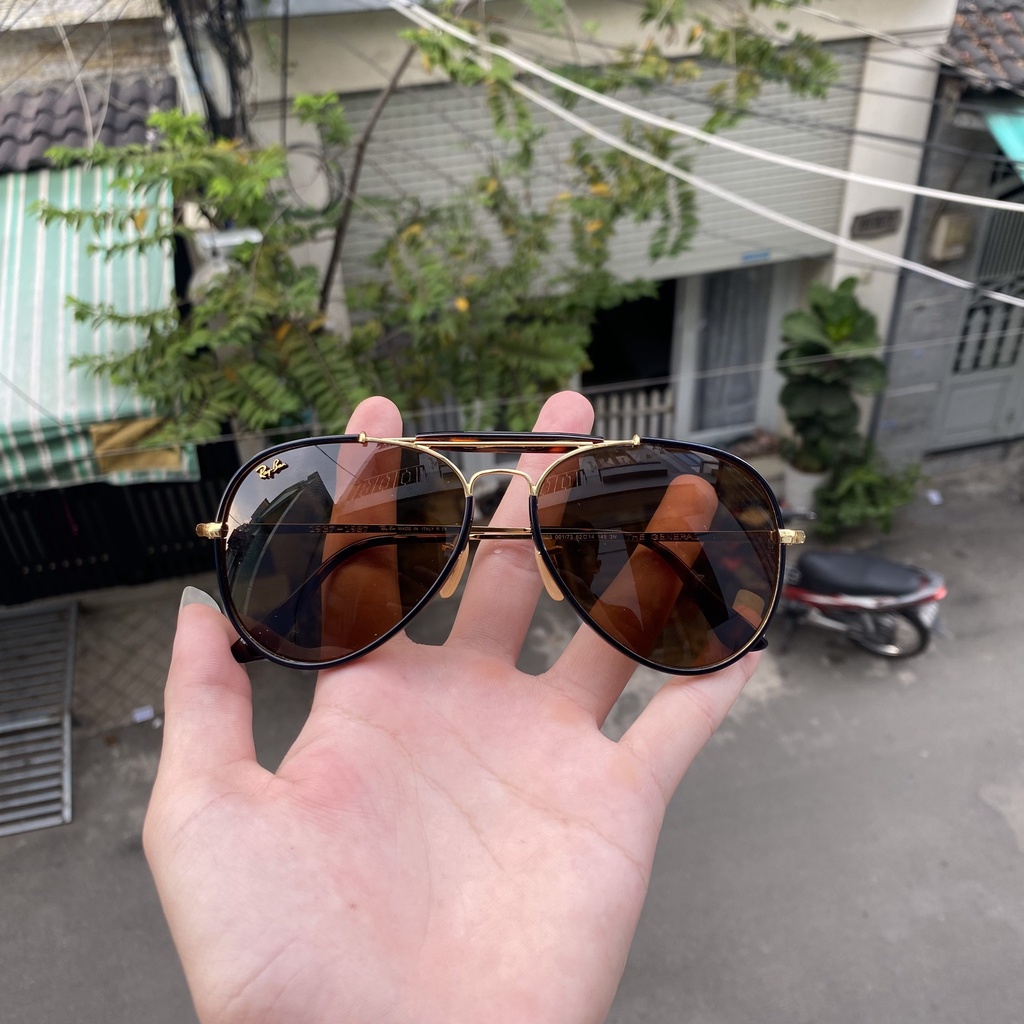 KÍNH RAYBAN NÂU TRÀ VIỀN ĐEN CHÍNH HÃNG ĐÃ QUA SỬ DỤNG THỜI TRANG NAM NỮ