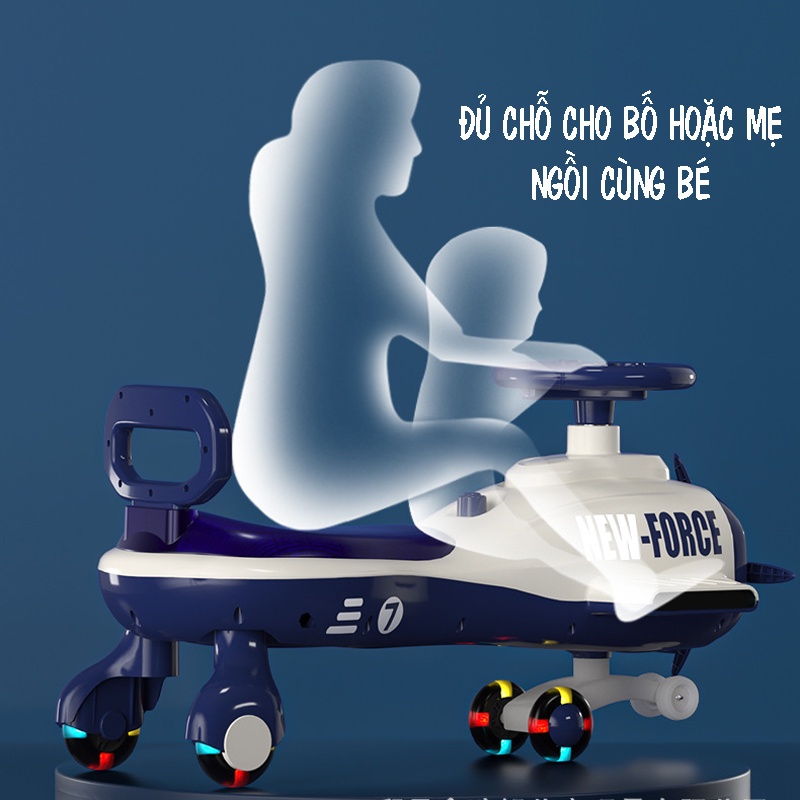 Xe chòi chân cho bé, xe lắc có nhạc cho bé mô hình máy bay cao cấp chống ồn chịu tải cao