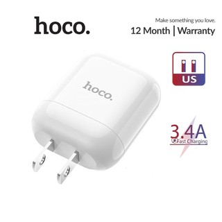 Củ sạc nhanh 3.4a hoco hk2 chân dẹt 1 cổng usb thiết kế bo tròn nhỏ gọn