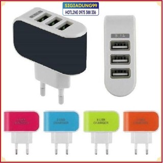 Củ sạc điện thoại, cốc sạc nhanh 3 cổng hỗ trợ sạc nhanh, củ sạc 3 cổng usb 3.1a nhiều màu