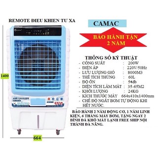 Quạt điều hoà hơi nước 60L điều khiển từ xa , bảo hành 2 năm
