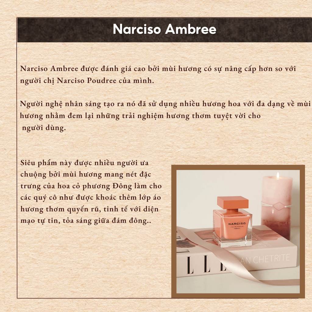 Nước hoa nữ chiết Narciso Rodriguez Ambree chai cam vuông EDP 10ml_ NƯỚC HOA CHIẾT 10ML | BigBuy360 - bigbuy360.vn