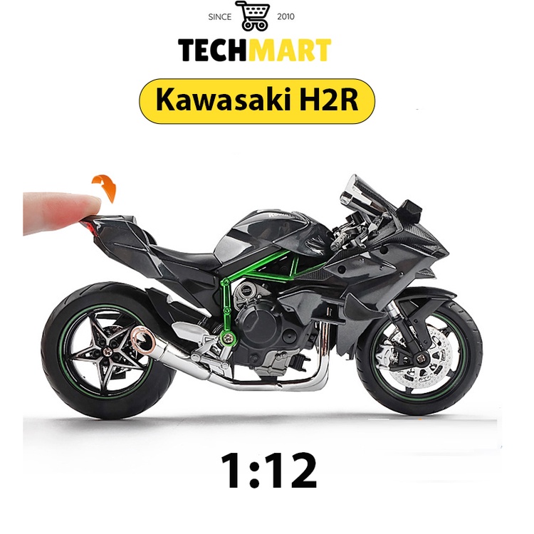 Xe mô hình moto Ninja Kawasaki H2R, mô hình xe máy kim loại mini  - tỷ lệ 1:12