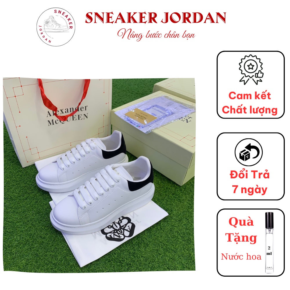 Giày Sneaker Nam Thể Thao, Giày McQueen Đen Trắng Cao Cấp Full Box Bill
