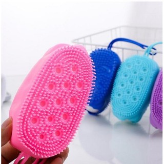 Bông tắm bọt biển silicon tạo bọt kỳ ghét cọ chà lưng tẩy tế bào da chết miếng mút 2 mặt lông siêu mềm